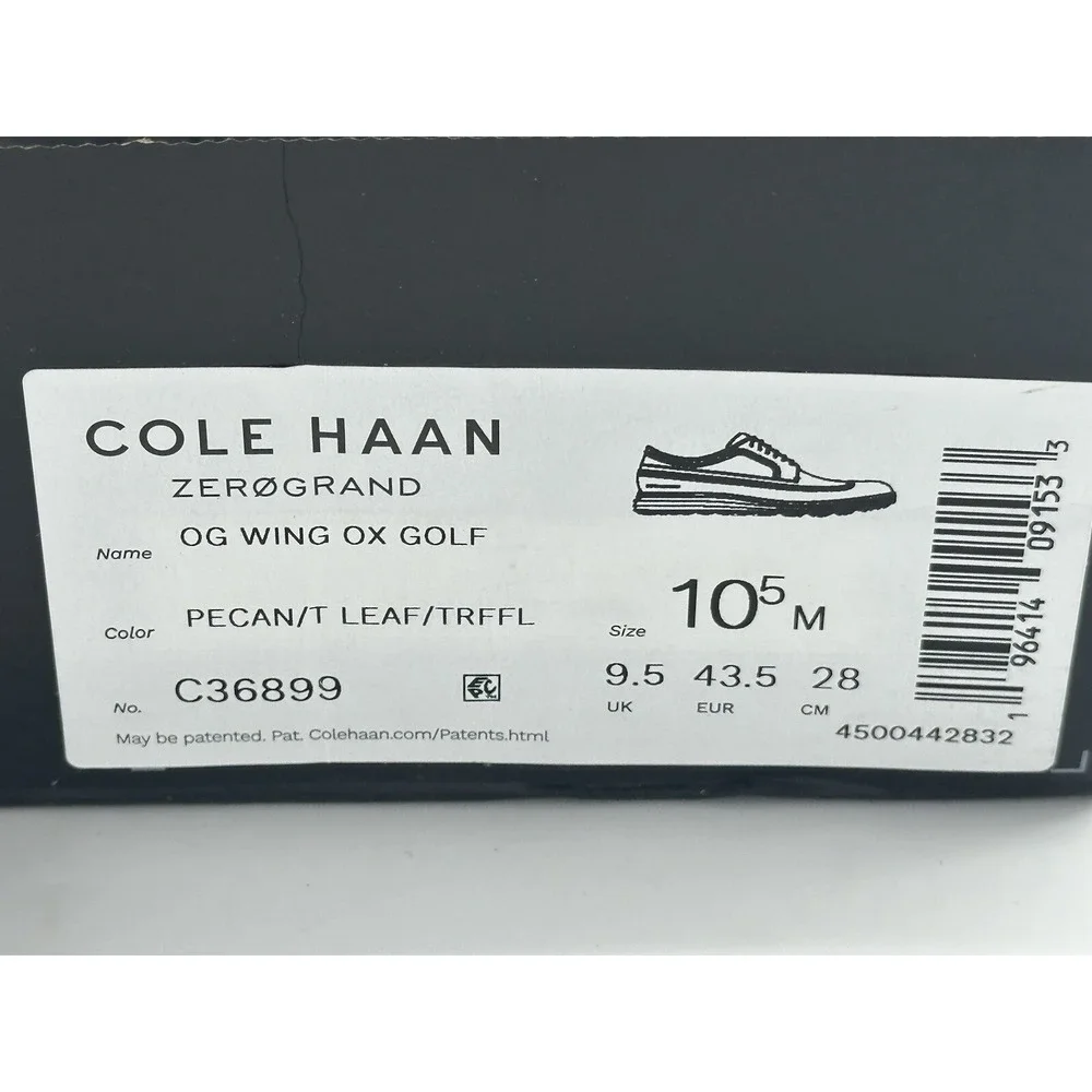 Size 10 - Cole Haan Øriginal ZeroGrand Wing Ox Golf Shoes Water Resistant C36899